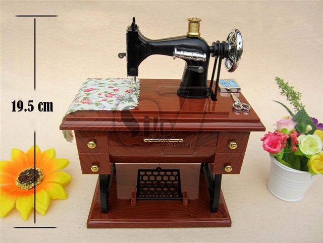 Boîte à Musique Vintage Simulation Machine à Coudre - Décor De Bureau, Collection - Avec Tiroir Et Musique - Cadeau Original