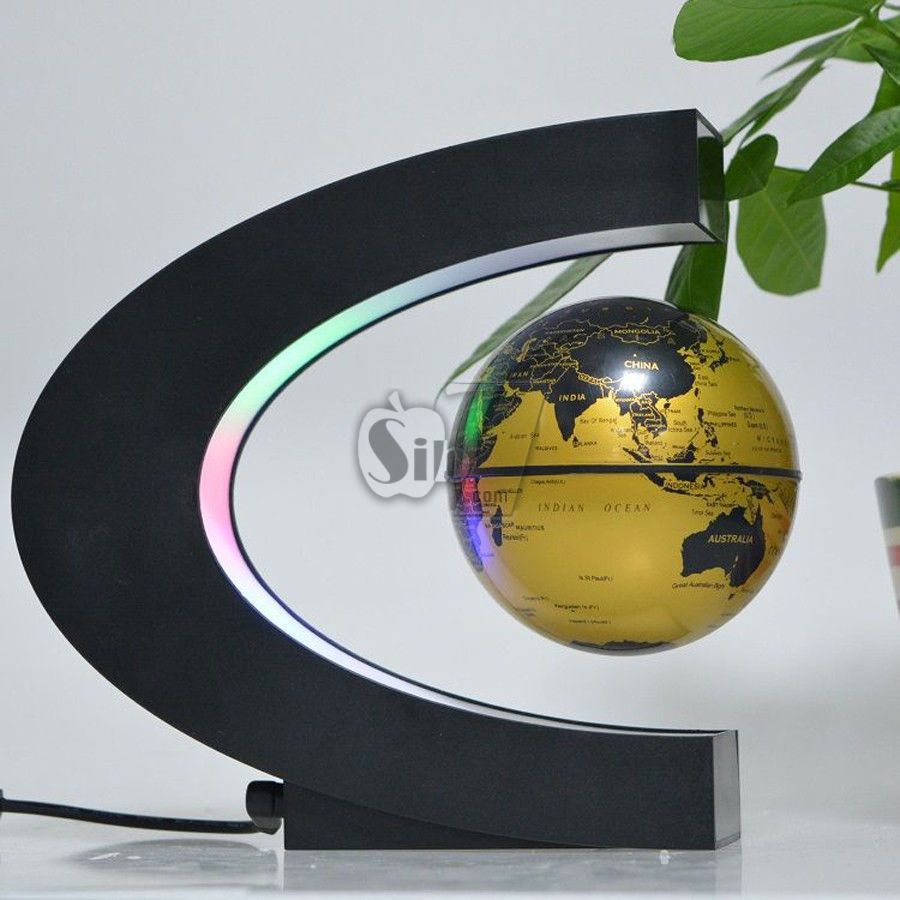 Creative C Shape Magnetic Levitation Floating Globe World Map with Colorful  LED