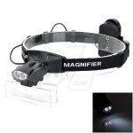 9892G Headband Lighting Magnifier 2 LED Double Eye 5 Lens 1-6X Magnifying Glasses Loupe