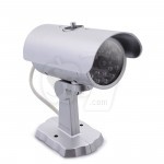 Simulated Outdoor Bullet type Fake surveillance and Mock Security camera system with IR and LED Light - Silver