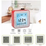 Four Side Digital Rotate Clock with Temperature, Alarm Time, Countdown Timer and Calendar