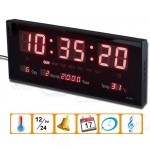 JH-3615 Digital LED Wall Clock, Length 36 cm with Calendar and Temperature Display