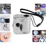 NO.9592 Mini Microscope LED Pocket 60X Loupes Magnifier with UV Currency Detector and Flashlight