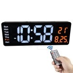 6636 Digital LED Wall Clock with Remote Control, Temperature, Date, Alarm, Countdown Timer
