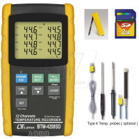 12 channels TEMPERATURE RECORDER + SD Card data recorder and Data Logger New Lutron BTM-4208SD
