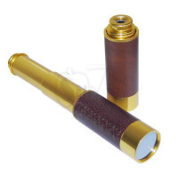 Brass M9x32 Compact Pocket-sized Telescope Monocular - Yellow + Brown