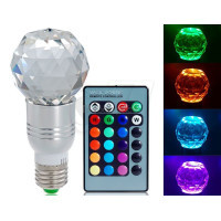 Big Diamond shaped 3W RGB Crystal 16 color E27 LED glass bulb light with IR Remote Control