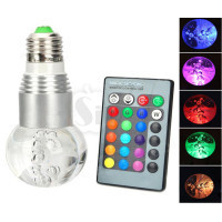 Glass Bulb shaped 3W RGB Crystal 16 color E27 LED light with IR Remote Control