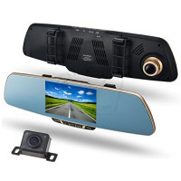 Zero Edge Car Rear View Mirror with Large Screen 5 inch Full HD 1080P Display and Dual lens Car Camera