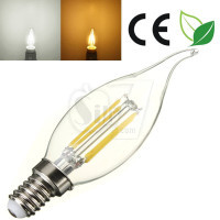 4W Transparent glass LED Filament Candle shape Bulb Light , New Technology and Wide Beam Angle