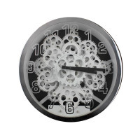 Glass surface Modern fashion  3D art luxury Metal Wall Gear Clock