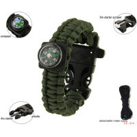 دستبند نجات دارای قطب نما، پیچ گوشتی، مینی اره، سوت و ریسمان بافته شده برای مواقع اضطراری