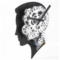 Head Brain Shaped Modern fashion 3D art luxury Wall Gear Clock