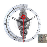 Maples Large Moving Gear Wall Clock with Spiral ring dial