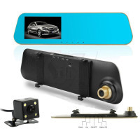 Car 4.3 inch Screen Rear View Mirror Dual Camera Vehicle Traveling HD Data Recorder