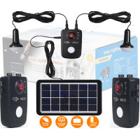 SL1 Portable Solar Lighting Solution Power Pack with Solar Panel, 2 LED Bulb and 2 USB Power bank Output