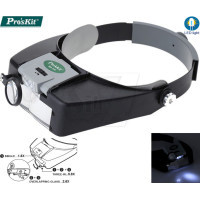 ذره بین هدبندی چراغدار پروسکیت مدل 016 قابلیت زوم و بزرگنمایی در 3 اندازه 1.8 و 2.6 و 5.8 برابر