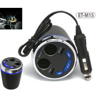 Earldom ET-M15 Smart Current Demitasse USB and Cigarette Car Charger With USB/Bluetooth Player and FM Transmitter