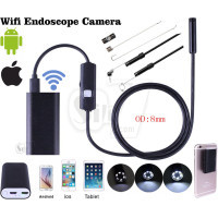 دوربین شلنگی چراغدار ضد آب، قطر8 میلیمتر، قابلیت ارسال تصویر بصورت بیسیم روی اپلیکیشن گوشی موبایل بوسیله فرستنده وای فای