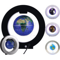 کره زمین مغناطیسی رومیزی مدل دایره ای، کره معلق در هوا بوسیله انرژی آهنربایی ایجاد شده توسط قاب چراغدار دایره ای شکل