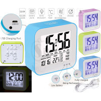 528 Rechargeable Digital Alarm Clock with Calendar, Touch Sensor, Backlight, Temperature and Workday Mode 