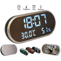 LED High Definition Mirror Alarm Clock Temp Humidity Sensor