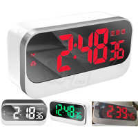 Digital clock LED desk 3 alarm clock with Second and Mirror display