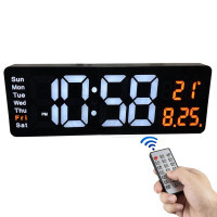 6636 Digital LED Wall Clock with Remote Control, Temperature, Date, Alarm, Countdown Timer