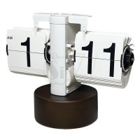 WR-WW Model Round Wooden Stand Desk Mechanical Retro Page Turning Scale shape Flip Clock
