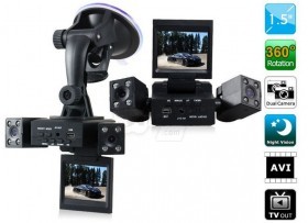 NOVATEK H3000 Portable Car DVR and Black Box HD Dual Camera with Motion Detection ,2 Inch Display ,Night Vision IR LED