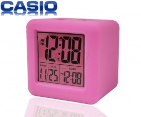 Casio E0717 Silicon Gel Digital LED Alarm Clock with Background Color light , Smart Sensor Night Light, Calendar