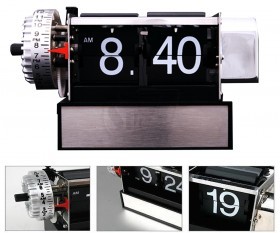 Small Size Retro Page Gear Flip Clock with hour, Minute