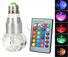 Glass Bulb shaped 3W RGB Crystal 16 color E27 LED light with IR Remote Control
