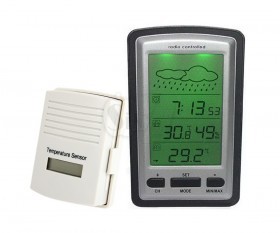 WH1280 Professional Wireless Weather Station LCD Display Clock with Calendar, Temperature, Humidity, Radio controlled Remote Sensor, Weather Forecast Tendency, Alarm, LED Backlight