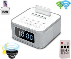 S1-BT Mini Wireless stereo Bluetooth Speaker with Big display Alarm Clock & FM Radio, USB Charging Port, Aux-in Jack