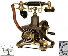 1892 Rotary Style Eiffel Tower Classical Antique Telephone Felt Cord