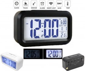 021 New Light Sensor Digital Alarm LCD Clock with Calendar and Thermometer