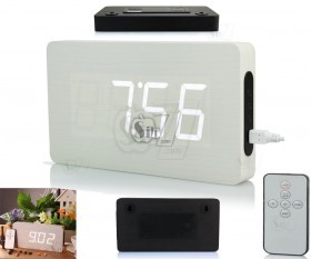 SLT-6016A Wood Style Digital LED Wall Desktop Clock with Remote Control