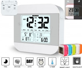 050 Talking Digital Alarm Clock with Smart Light Sensor, Backlight, Temperature, Natural Music Tones and Date
