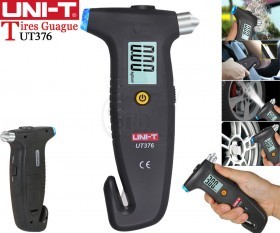 UNI-T UT376 Portable Digital Tire Pressure Gauge with Safety Hammer, LED Flashlight and Seatbelt Cutter
