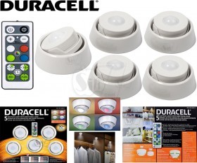 DURACELL 5 Count Color Change LED Puck Lights with Directional Base With Remote Control