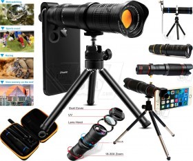 18X-36X Zoom Optical Lens and Mobile Phone Telescope for any Model Cellphones with Mini Tripod