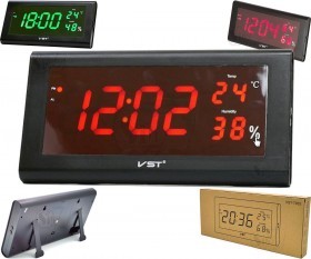 ساعت دیجیتالی بزرگ مدل VST-795 دیواری و رومیزی دارای دماسنج و رطوبت سنج