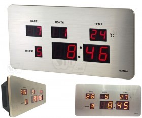 TL2011A Digital Alarm Wall Clock with Stainless Steel Coating