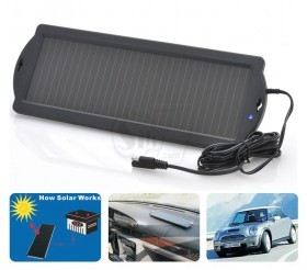 TOPRAY 1.5W 125mA 12Volt Weatherproof Solar Trickle Car Battery Charger with Alligator Clips