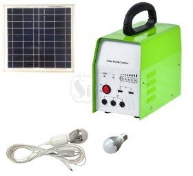 Solar LED Light System Kit with 10W Panel & 2x LED Globes & USB Charge Outlet