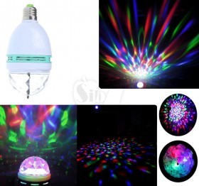 3W E27 Crystal Magic Ball Rotating Full Color RGB LED Stage Lighting Bulb for Disco DJ Bar Party
