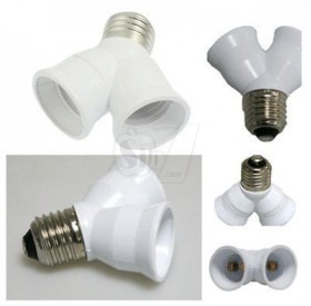 E27 to 2X E27 Y Shape twin Light Lamp Bulb Splitter Adapter Converter