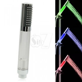 Temperature Detectable 3-Color (Green / Blue / Red) LED Shower Head, No Battery