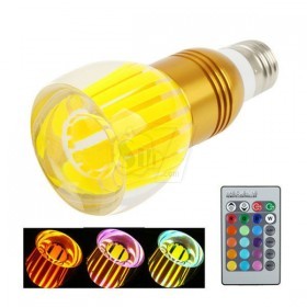 3W RGB Crystal 16 color E27 LED light and Mushroom shape glass bulb with Remote Control